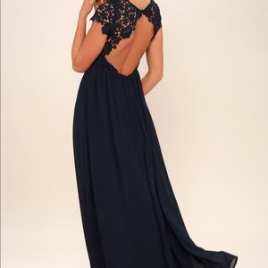 Lulu’s “The Greatest Navy Blue Lace Maxi Dress”